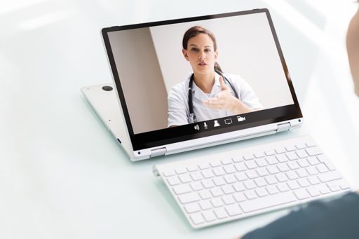 Patient video call with doctor