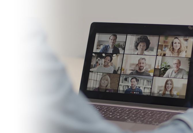 People in a video call via laptop