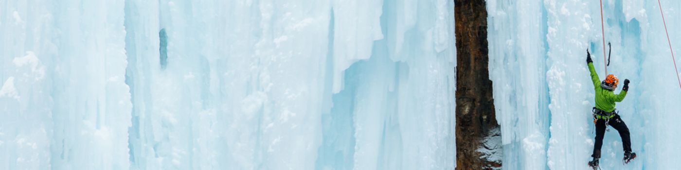 Person Doing Ice Climbing Banner