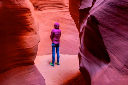 Person standing in Antelope Canyon