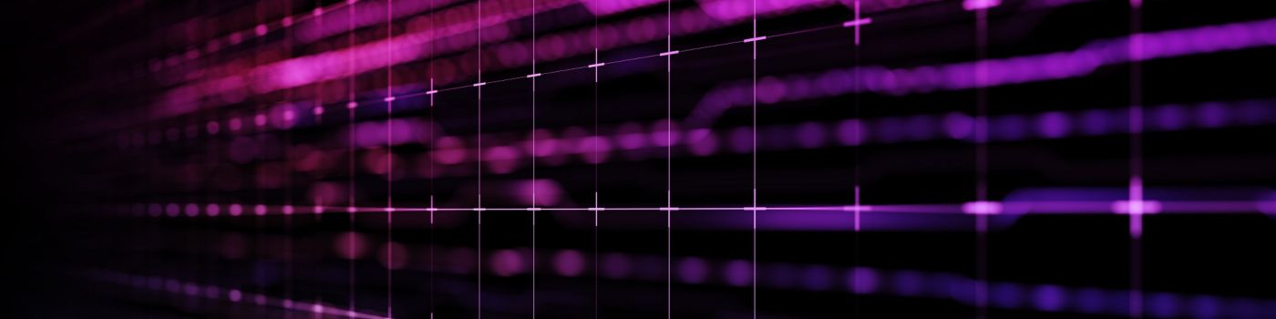 Pink and purple light rays on grid