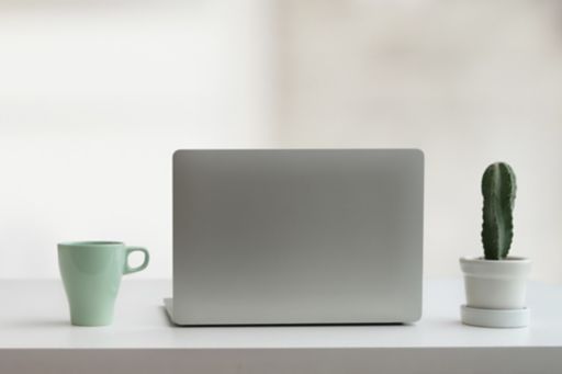Publikacje podatkowe | Laptop, kubek i kaktus na biurku