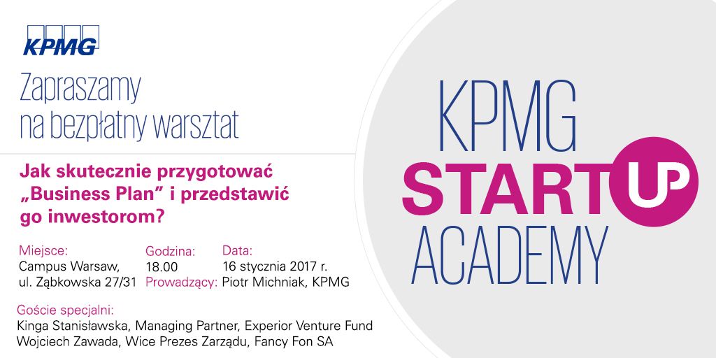 Cykl warsztatów KPMG dla startupów organizowanych w kreatywnej przestrzeni Campus Warsaw