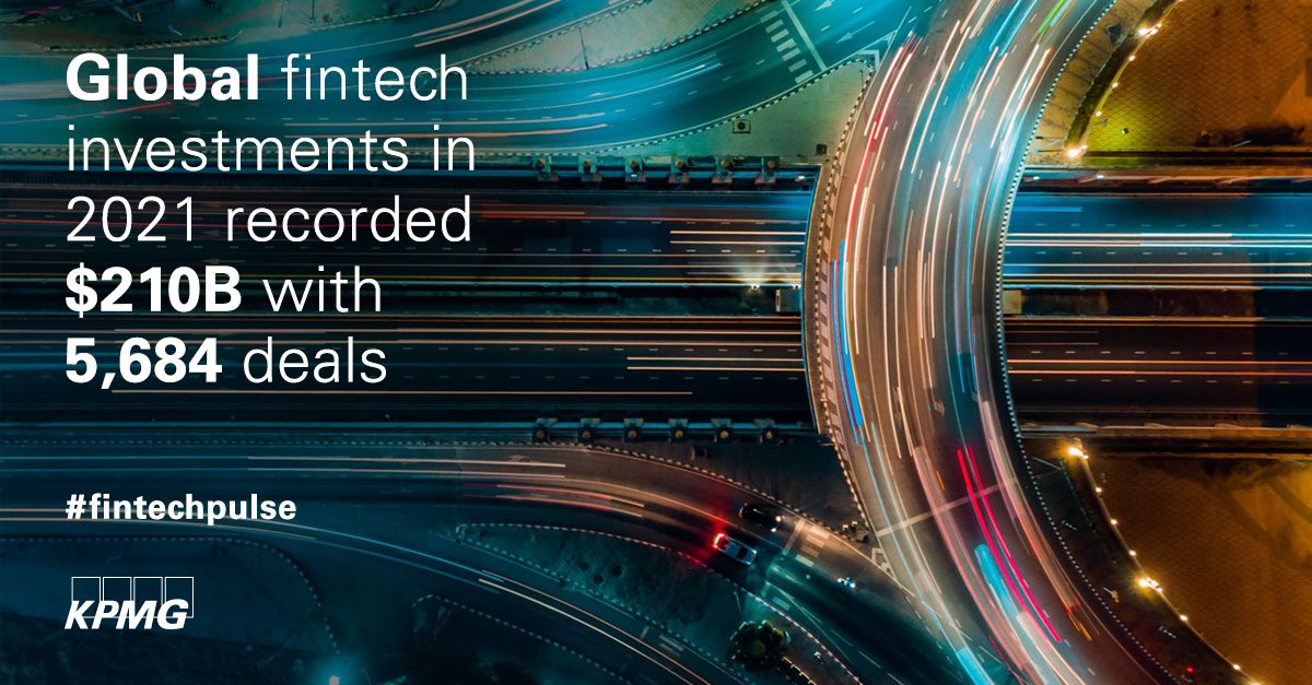 Global Fintech investments in 2021 recorded $210B with 5,684 deals