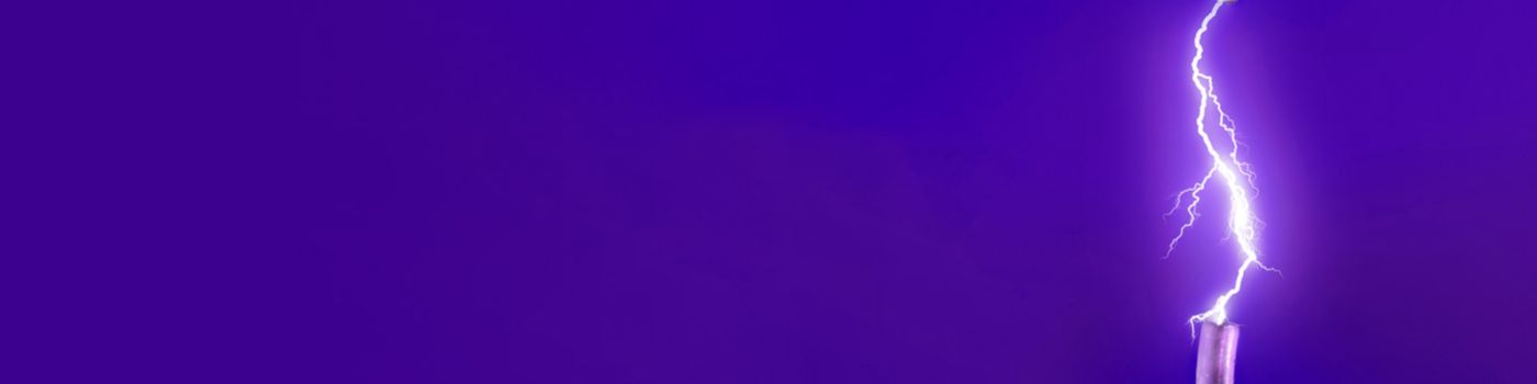 Purple electric chords against blue background