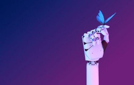 Colourful gradient with robotic arm