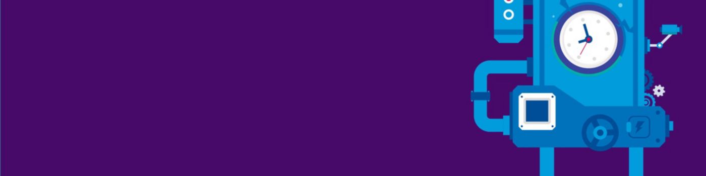 Robot against purple background