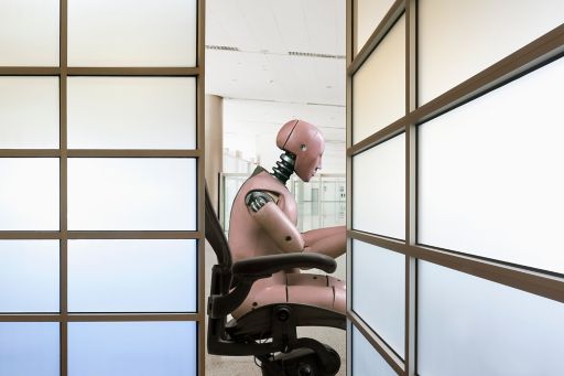 robot working at desk