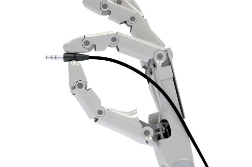 robot hand holding adapter plug