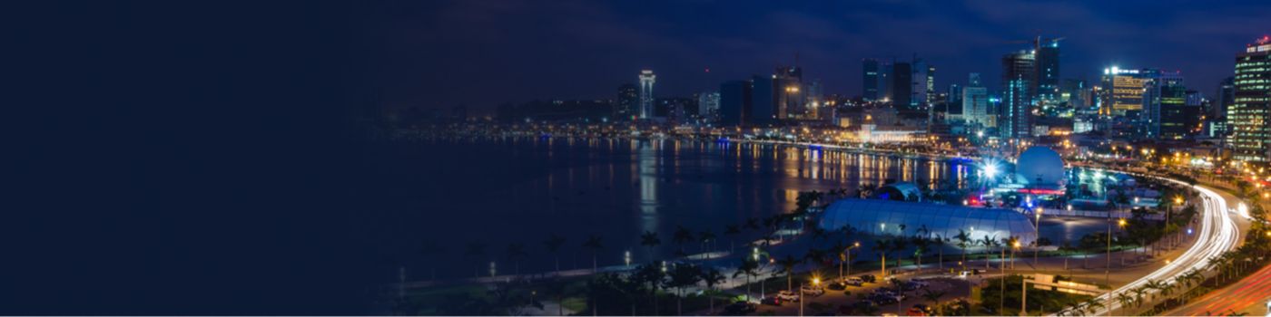 Skyline of Luanda at night banner