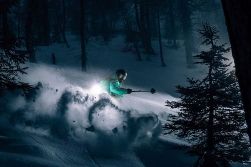 Snow skier at night