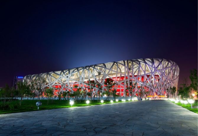 stadium with light on path