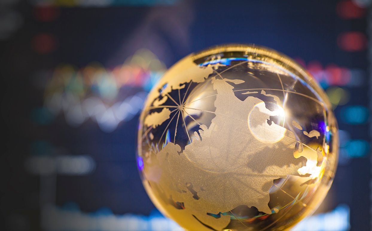 Stock data behind golden crystal global ball