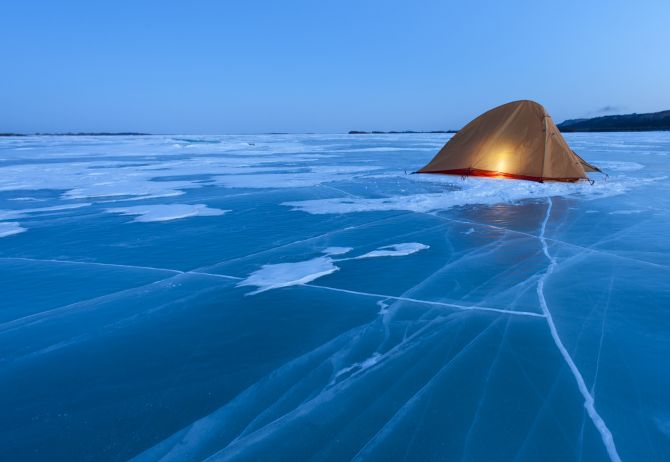 Tent in glacier