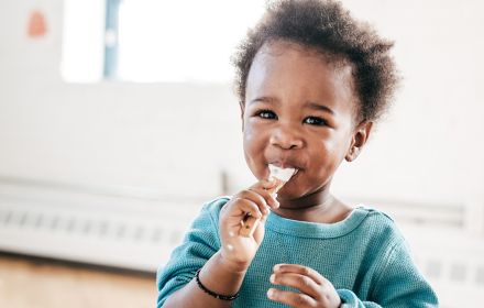 Kid having yogurt