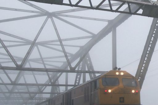 Train passing through bridge 