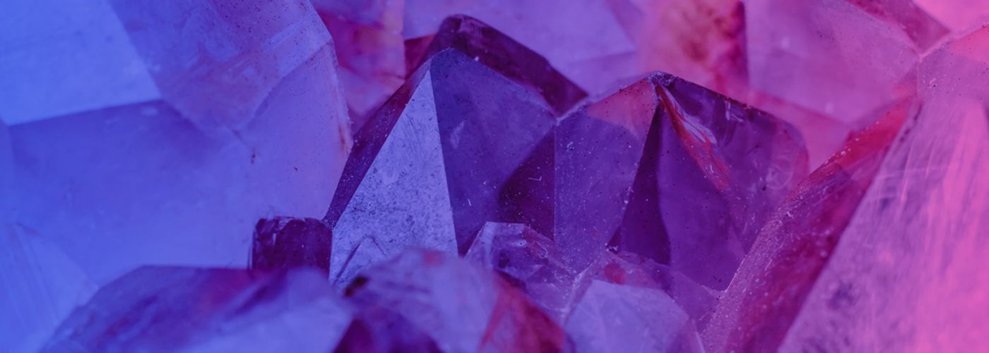 Crystals with purple blue veil