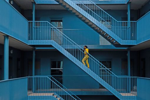 Woman climbing stairs