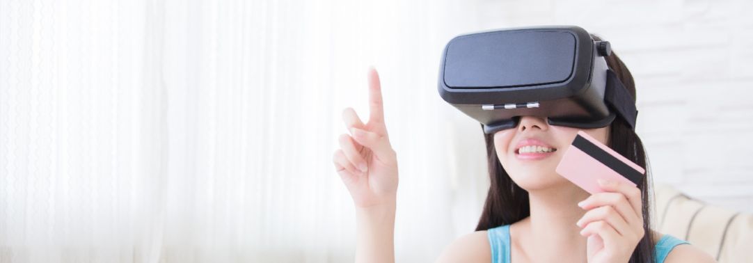 woman virtual reality shopping