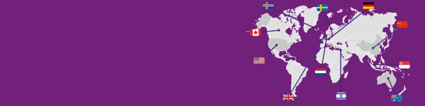 World flags corona visual purple background