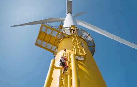 Yellow wind turbine